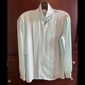 Vintage Blue Silky Blouse